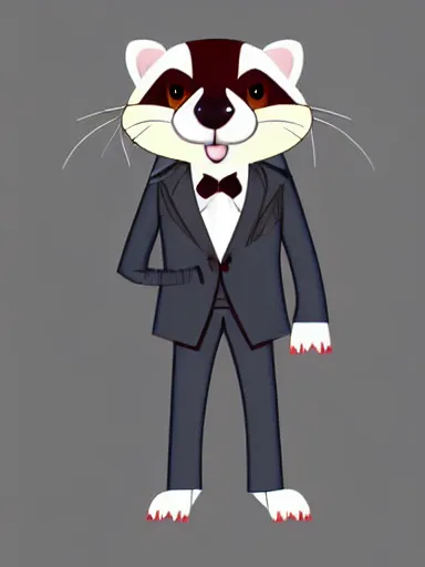 Prompt: beautiful furry art of ferret in a formal suit, high quality, detailed, digital art