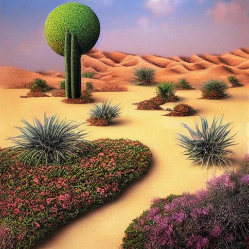 Image similar to surreal environment, hidden garden in the desert by michael whelan, heaven, ultra realistic, aesthetic, beautiful, magical