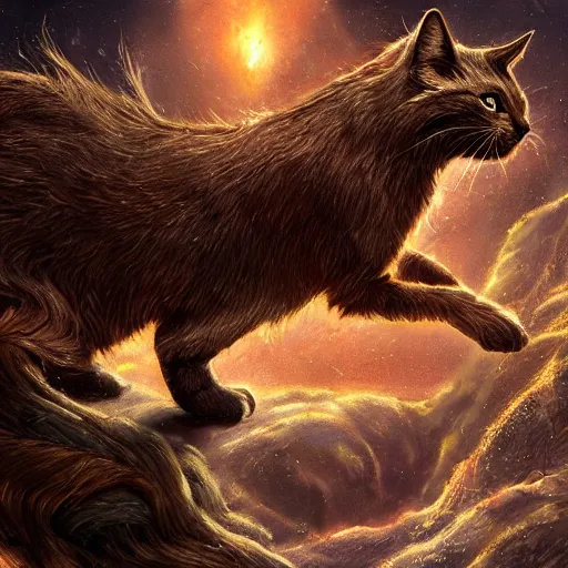 Prompt: fantasy cat that balances good and evil in the universe, high detail, fantasy art, concept art, 4 k, ultra detail, computer art