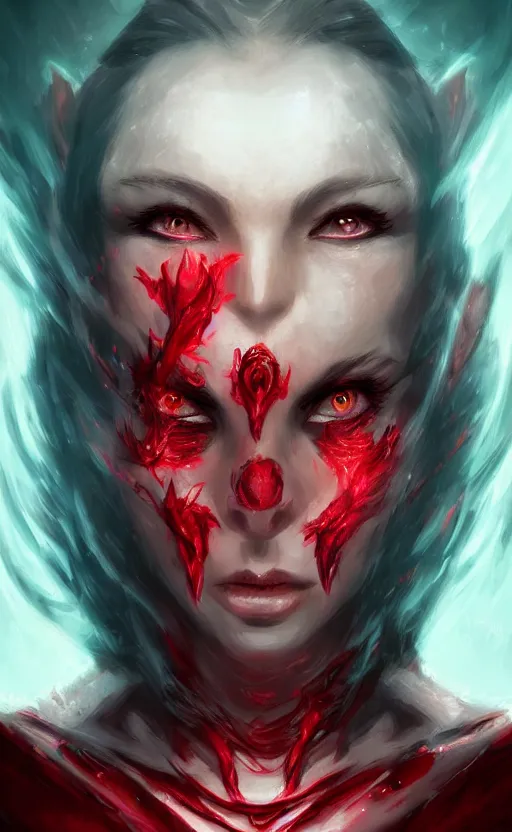 Image similar to face portrait of dragon kin woman, with pretty red ruby eyes, dynamic lighting, fantasy concept art, trending on art station, stunning visuals, creative, cinematic, ultra detailed