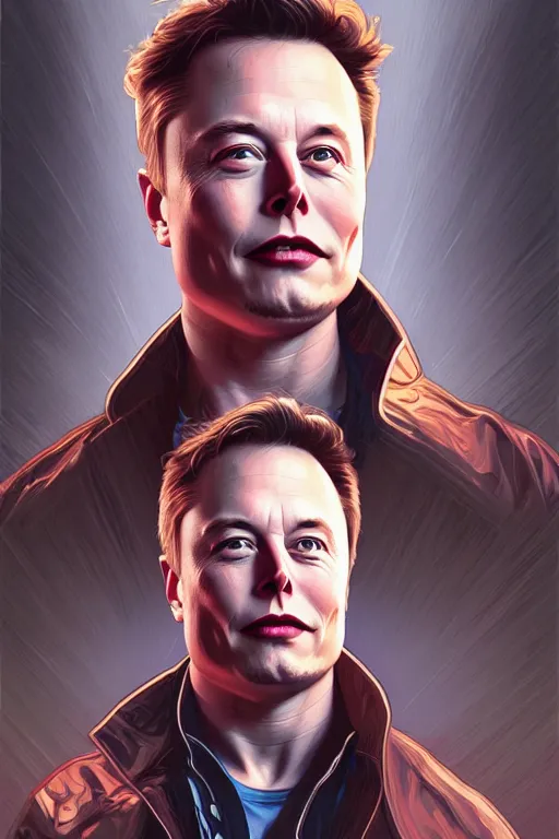 Image similar to elon musk as marty mcfly, realistic portrait, symmetrical, highly detailed, digital painting, artstation, concept art, smooth, sharp focus, illustration, cinematic lighting, art by artgerm and greg rutkowski and alphonse mucha