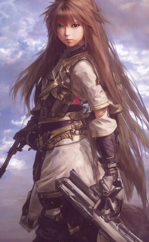 Prompt: final fantasy 1 0 soldier girl, anime style, long hair, hair down, symmetrical facial features, from arknights, hyper realistic, 4 k, rule of thirds, extreme detail, detailed drawing, artstation, knight armor, by alphonse mucha, greg rutkowski, sharp focus, backlit