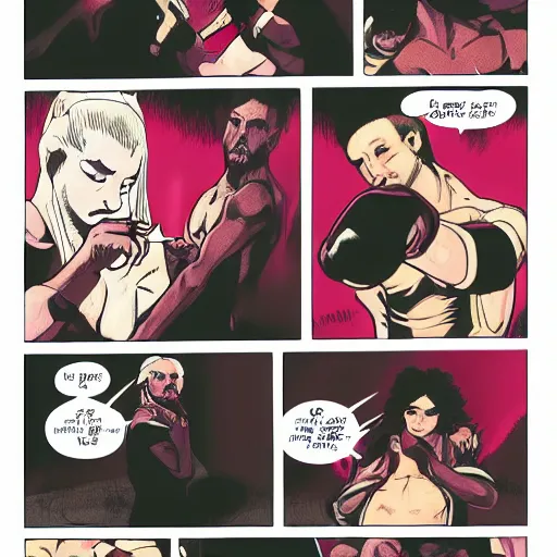 Image similar to baroque mma fighter, color, lastman comic, bastien vives comic style