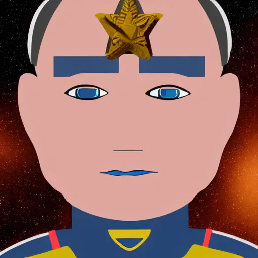 Image similar to id photo of a space officer in military outfit, digital painting