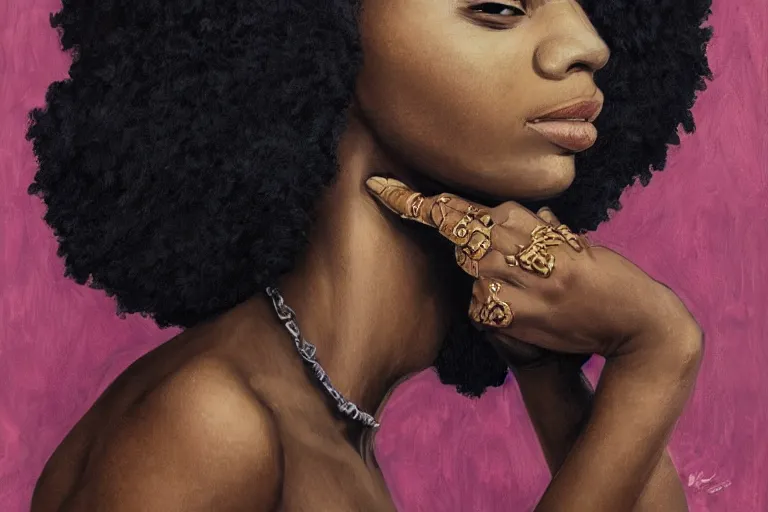 Image similar to portrait of afro gangster girl