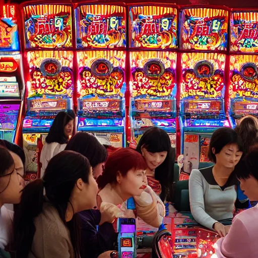 Image similar to a bunch of people at a pachinko parlor