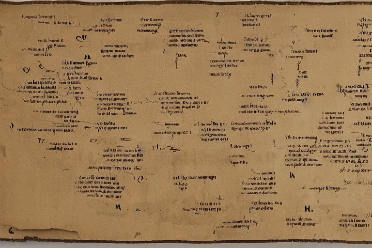 Prompt: papyrus, map to all the answers to the meaning of life, extremely detailed thin ancient paper