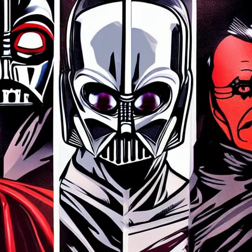 Image similar to portrait of speedster, Ultron, Joker, Darth Vader, Sauron, terminator