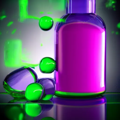 Prompt: an advertisement photo for a real life health potion from a video game, colored green