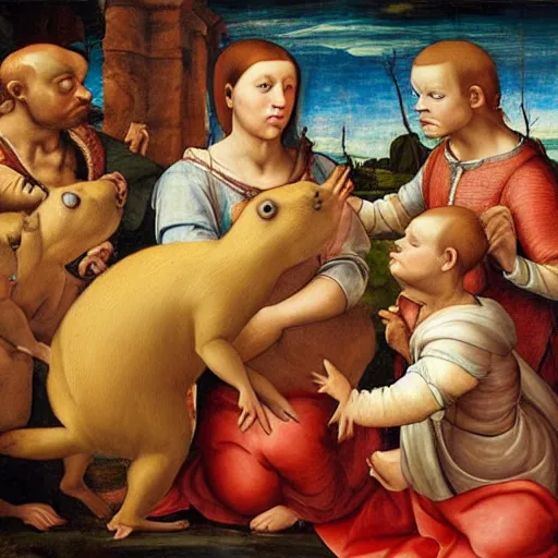 Prompt: a renaissance painting off a capybara