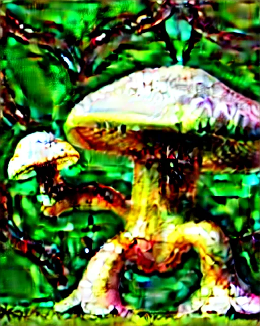 Image similar to a mushroom with arms and legs