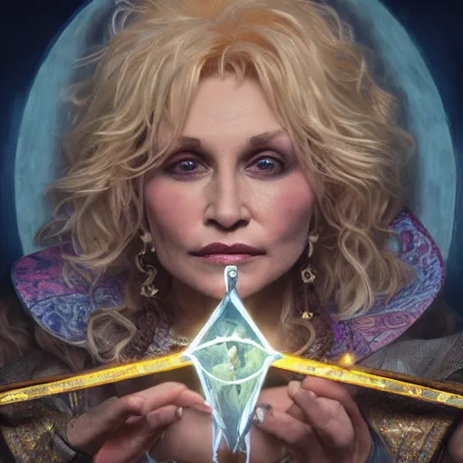 Image similar to an ultra detailed tarot card of teenage dolly parton as a necromancer, d & d, epic fantasy, concept art by alphonse mucha and greg rutkowski, octane render, 8 k, detailed face