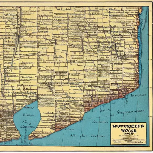 Prompt: an aged map of the state of wisconsin