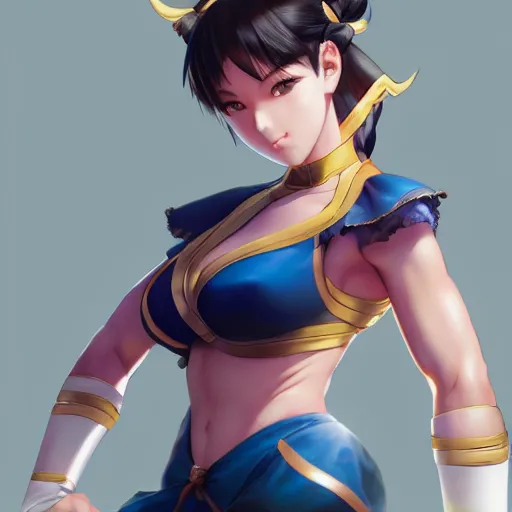 Image similar to A beautiful semi realistic anime portrait of Chun li, by Stanley Artgerm Lau, WLOP, Rossdraws, James Jean, Andrei Riabovitchev, Marc Simonetti, and Sakimichan, tranding on artstation H- 768