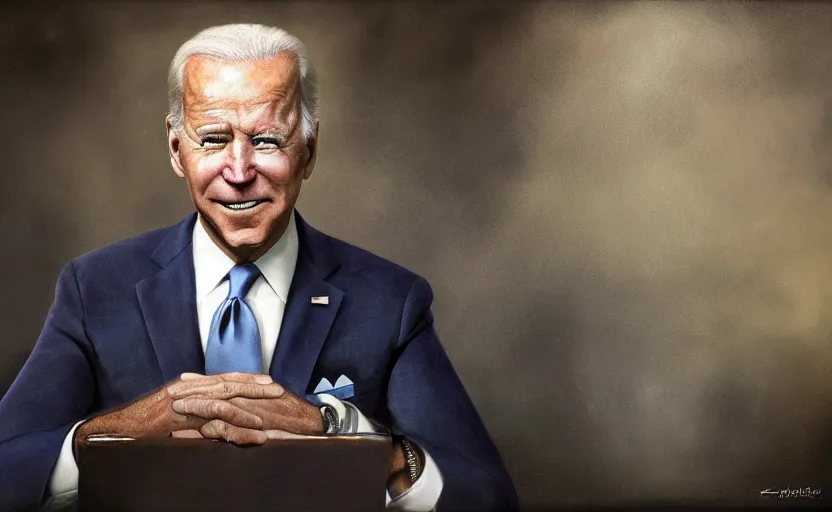 Prompt: joe biden in markrath, skyrim, a photorealistic painting