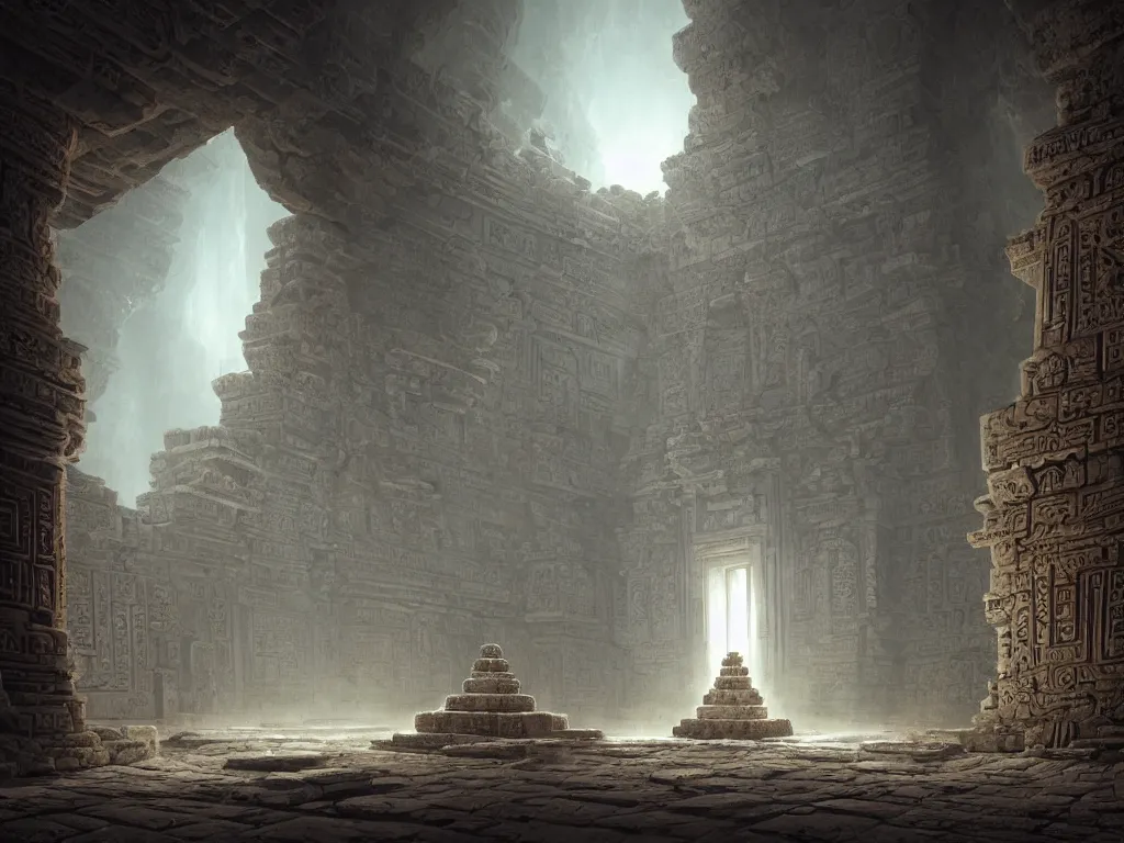 Prompt: A picture of a mysterious ancient temple with geometric patterns and tentacles coming out of the entrance art by Darek Zabrocki, Jorge Jacinto, Pablo Carpio, Tuomas Korpi, Neil Blevins, Gilles Beloeil, Jordan Grimmer, Victor Mosquera, Maciej Kuciara, John J. Park, James Paick, Tyler Edlin, Noah Bradley and Natasha Tan, ominous, cosmic horror, trending on artstation, Ultra detailed, hyper realistic, 4k