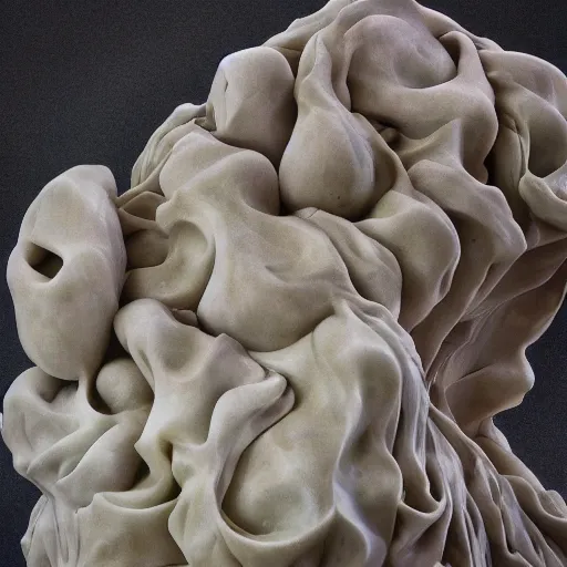 Prompt: an hd photo of a marble sculpture made of oil paint globs, dslr photography