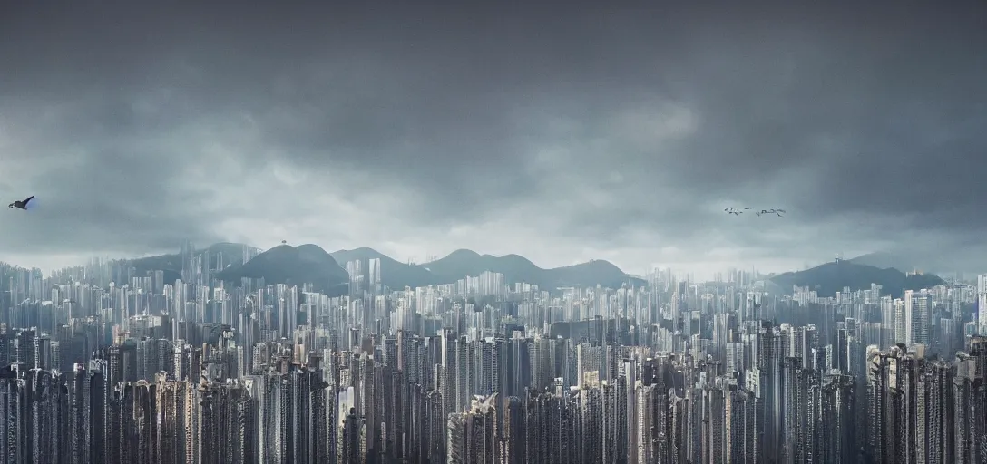 Prompt: Bird\'s eye photo of Hong Kong from Bladerunner 2049, 8K, high quality