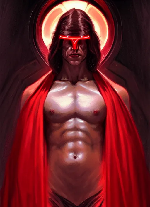 Prompt: symmetry!! Night!! portrait of a man, long hair, glowing red eyes!! Sith, evil! muscular, robes! intricate, elegant, highly detailed, digital painting, artstation, concept art, smooth, sharp focus, illustration, art by artgerm and greg rutkowski and alphonse mucha