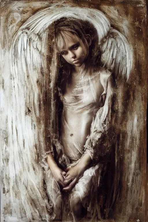 Image similar to Jessica Alba girl as an angel In the style of Nicola Samori