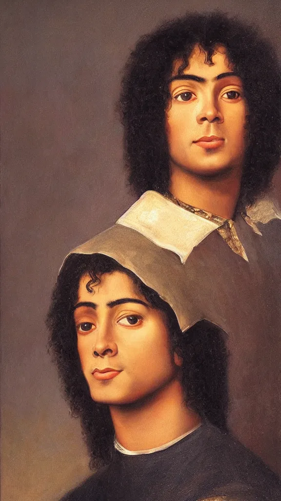 Prompt: portrait of the young michel jackson by kramarik