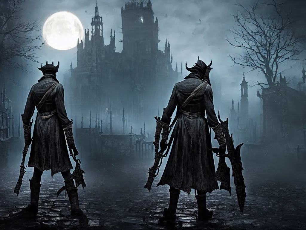 Image similar to bloodborne 2, dark, nighttime, victorian england style, horror, grotesque, serene, haunting, heavy atmosphere, claustrophobic, insanity, High Definition detail, 8K