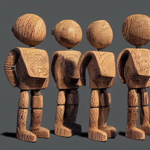 Prompt: an ultra realistic 8k octa photo of a wooden art toys of an ancient cyber gods style doodle