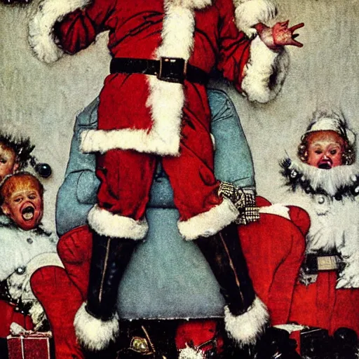 Prompt: santa screaming by norman rockwell