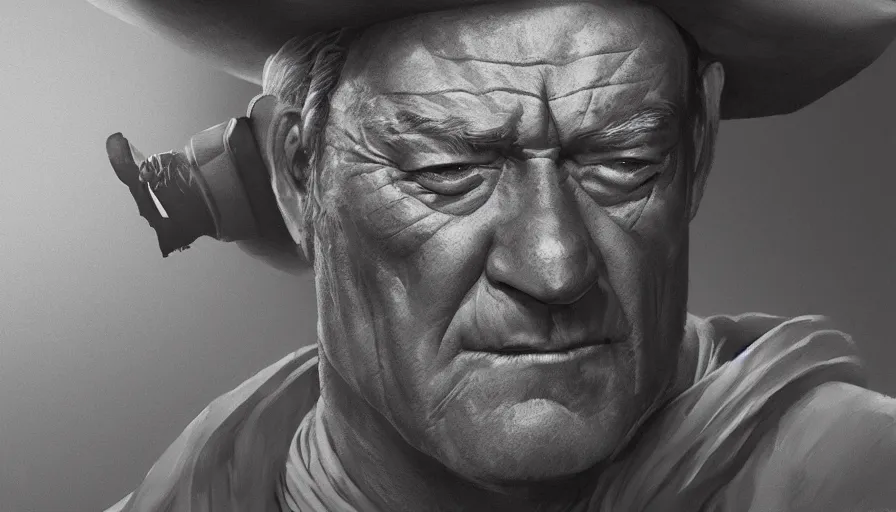Image similar to John Wayne is Obi-Wan Kenobi in sepia, hyperdetailed, artstation, cgsociety, 8k