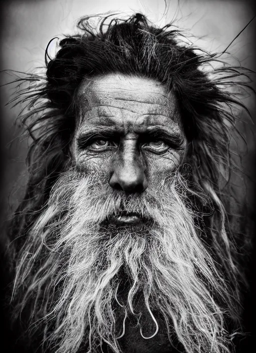 Image similar to Award winning Editorial photo of a Native Liechtensteiners with incredible hair and beautiful hyper-detailed eyes wearing traditional garb by Lee Jeffries, 85mm ND 5, perfect lighting, gelatin silver process