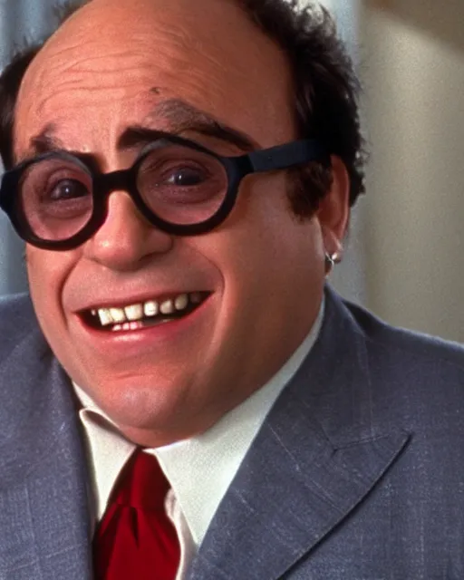 Image similar to danny devito as patrick bateman in american psycho