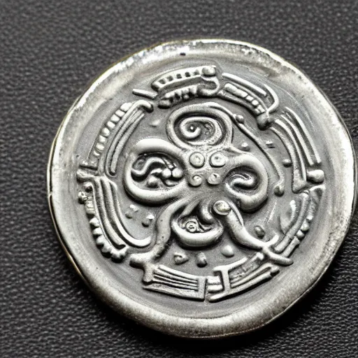 Image similar to Greek silver coin with octopus, from Syracuse, Sicily, 460-450 BC