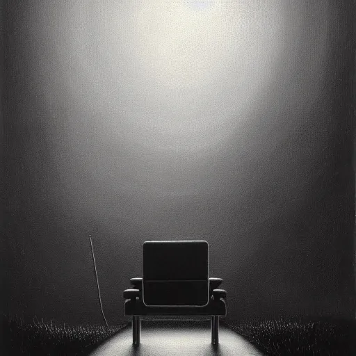 Image similar to gaming chair, painting by zdzisław beksinski, product photograph, 4 k, dark atmosphere