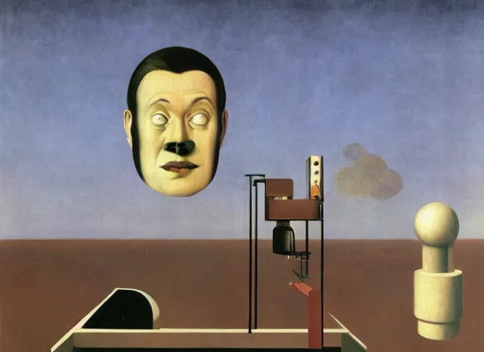 Prompt: singing strange machine by rene magritte and salvadore dali