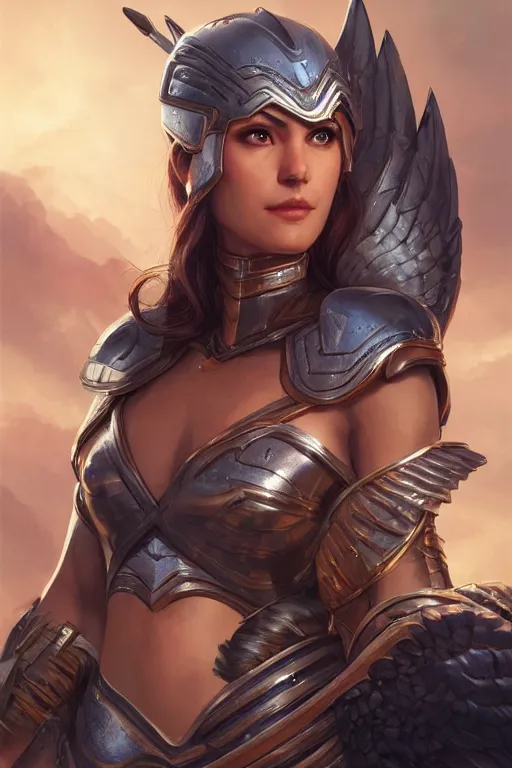 Image similar to amazon valkyrie athena, d & d, fantasy, portrait, highly detailed, headshot, digital painting, trending on artstation, concept art, sharp focus, illustration, art by artgerm and greg rutkowski and magali villeneuve