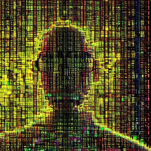 Prompt: glitch art of a hacker's mind shattering in cyberspace detailed realistic hd 8 k high resolution