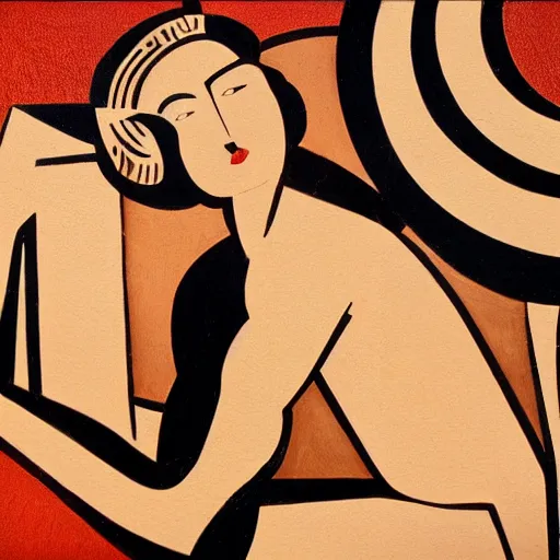 Prompt: an art deco mural with a male beauty theme