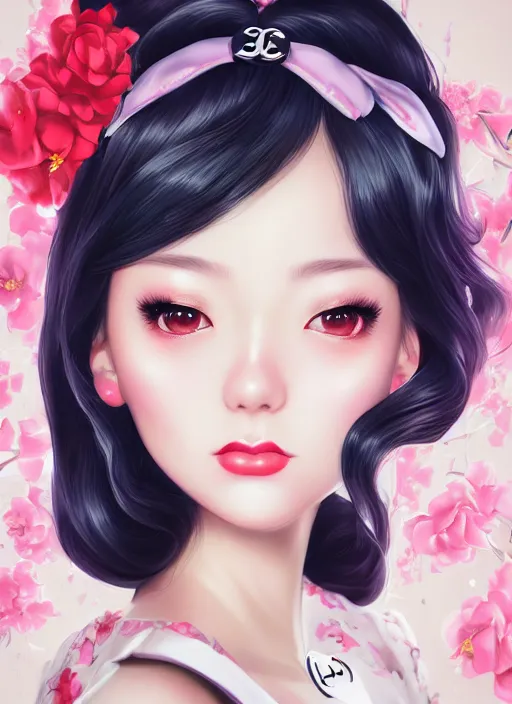 Image similar to a pin up and beautiful fashion dreamlke japan girl with lv jewelry, character art, art by artgerm, wlop, loish, hyperdetailed, 8 k realistic, symmetrical, global illumination, radiant light, frostbite 3 engine, cryengine, dof, trending on artstation, digital art, chanel, dior, detailed background