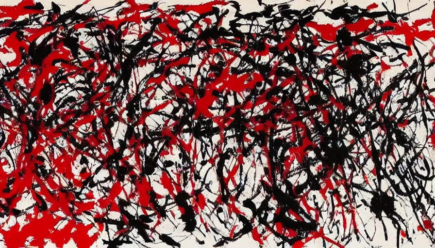 Prompt: abstract expressionism masterpiece of eyes red color palette by jackson pollock