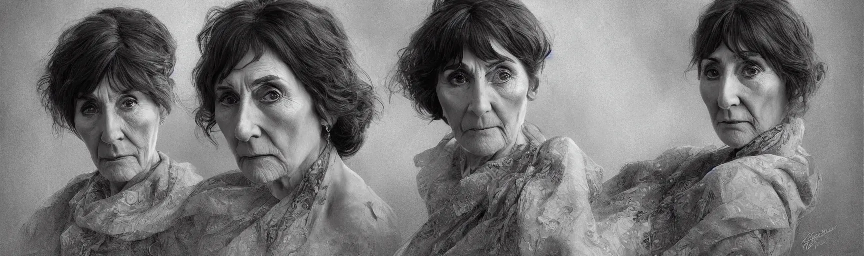 Prompt: amazing lifelike award winning pencil illustration of dot cotton June brown trending on art station artgerm Greg rutkowski alphonse mucha cinematic