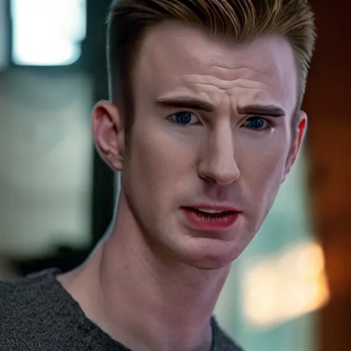 Prompt: first photos of 2 0 2 4 machinist remake - scrawny and gaunt chris evans, ( eos 5 ds r, iso 1 0 0, f / 8, 1 / 1 2 5, 8 4 mm, postprocessed, crisp face, facial features )