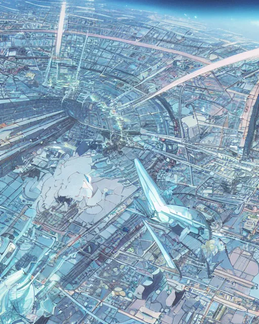 Image similar to a map for a sci - fi city, aerial view, art by makoto shinkai and alan bean, yukito kishiro