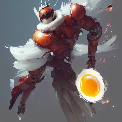 Image similar to concept art of fried egg, highly detailed painting by dustin nguyen, akihiko yoshida, greg tocchini, greg rutkowski, cliff chiang, 4 k resolution, trending on artstation, 8 k