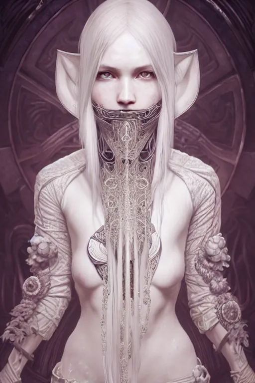 Prompt: symmetry!! cancer!! female portrait, beautiful, detailed white long hair, intricate assassin armor and hidden face mask, complex 3 d render by ilya kuvshinov, alphonse mucha, ryohei hase, dramatic lighting, intricate, highly detailed, final fantasy, sharp focus, luminous, unreal engine 5 highly rendered, blender, deviant