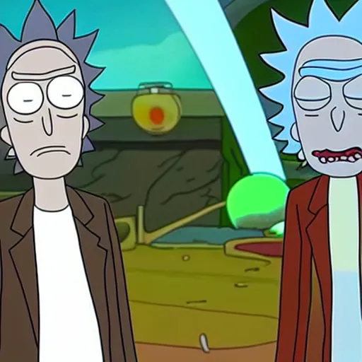 Image similar to rick and morty played by christopher walken and michael cera live action 4 k movie