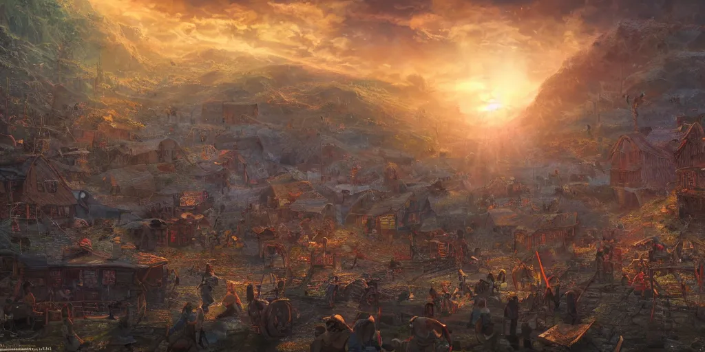 Image similar to and when this happens, and when we allow freedom ring, when we let it ring from every village and every hamlet, from every state and every city, ultrafine highly detailed hyper colorful illustration, sharp focus, rozalski, unreal engine highly rendered, global illumination, radiant light, intricate and detailed environment