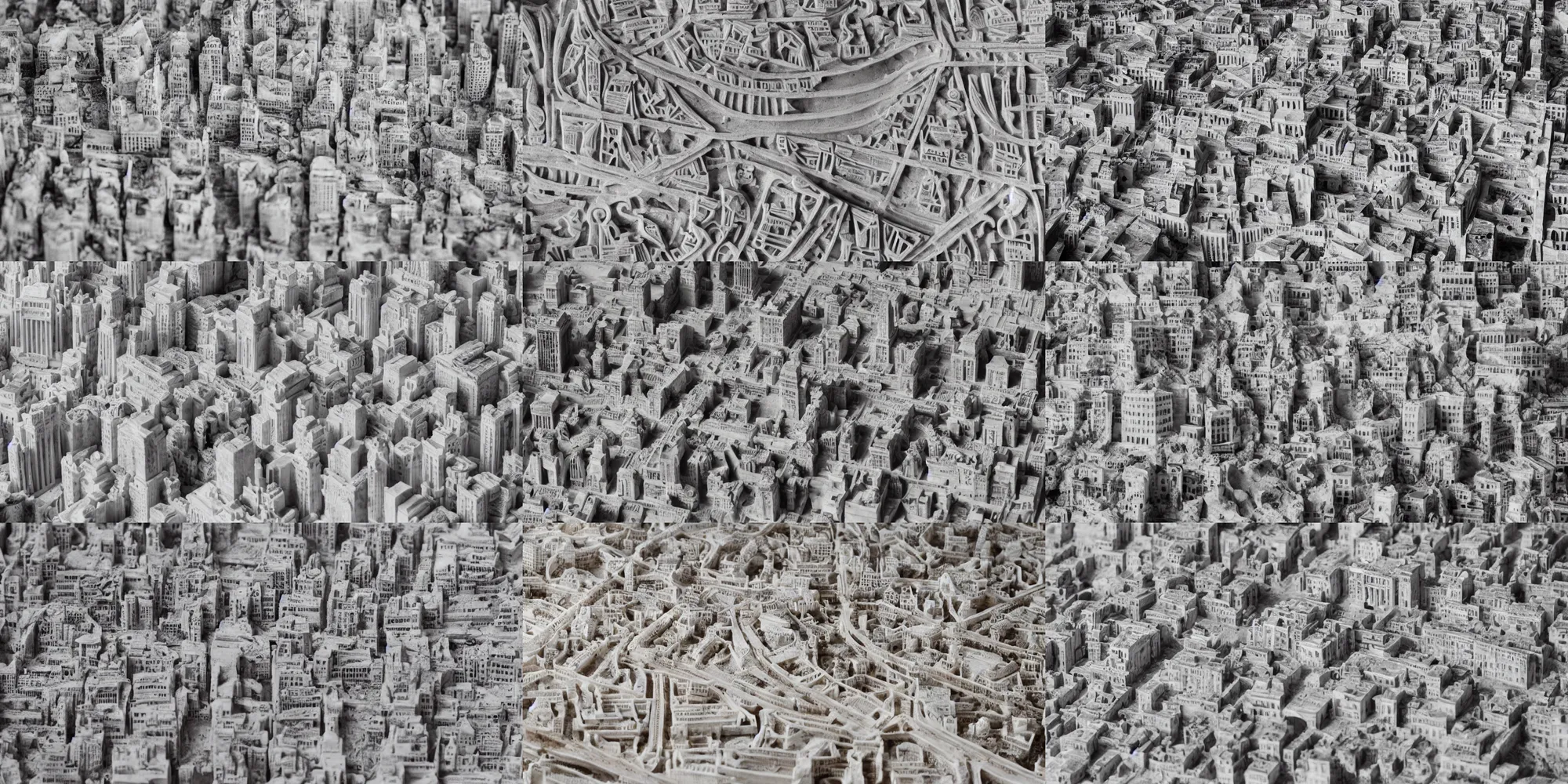 Prompt: photograph of a city made of marble with very intricate details