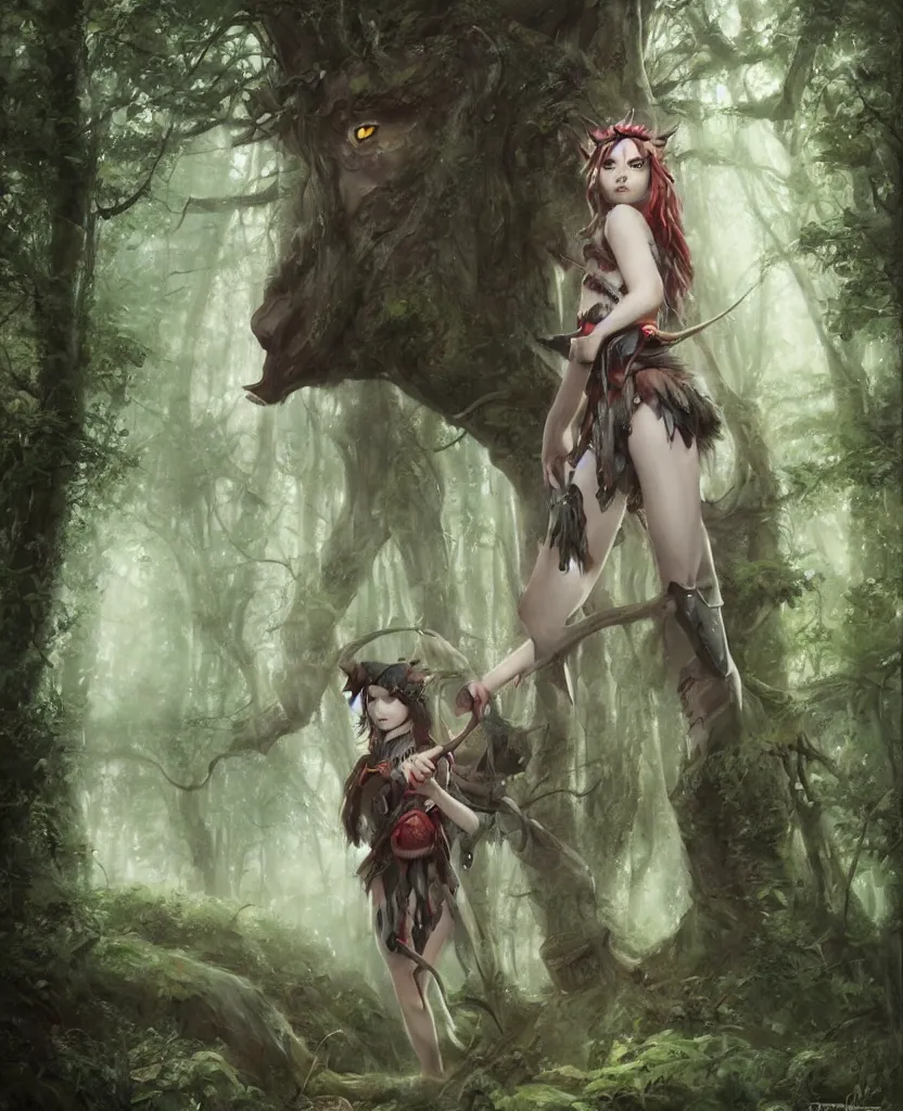 Image similar to portrait of Princess Mononoke girl, fully clothed in armor, lush forest landscape, painted by tom bagshaw, proko, artgerm, norman rockwel, james gurney, denoised, sharp, architectural