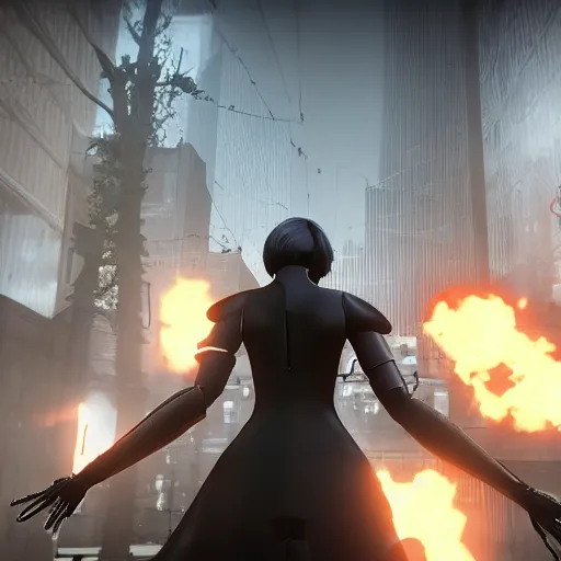 Image similar to 2B nier automata, 4k screenshot of Half life 2 gameplay, 8k hdr showcase