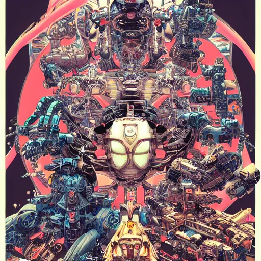 Prompt: portrait of super contra robots, symmetrical, by yoichi hatakenaka, masamune shirow, josan gonzales and dan mumford, ayami kojima, takato yamamoto, barclay shaw, karol bak, yukito kishiro, moebius